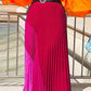 Color Block Pleated Maxi Dress With Belt