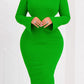 Elegant Oblique Neck Trumpet Sleeve Bodycon Dress