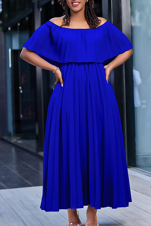 Elegant Off Shoulder Pleated Dress