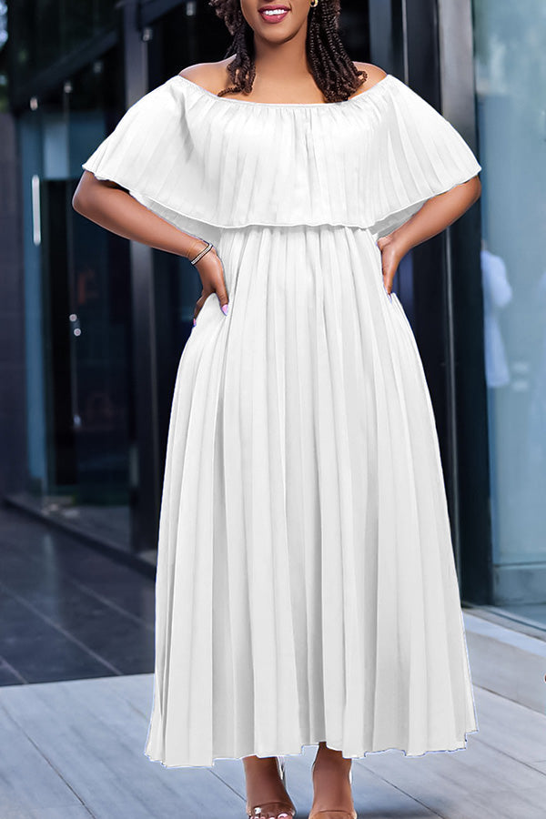 Elegant Off Shoulder Pleated Dress