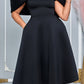 Elegant Solid Puff Sleeve A-line Dress