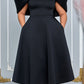 Elegant Solid Puff Sleeve A-line Dress