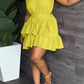 Stylish V-Neck Layered Ruffle Mini Dress