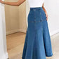 Stylish Denim Fishtail Hem Skirt