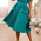 Striking Puff Sleeve Cutouts Bow Decor Dress