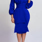 Bow Front Lantern Sleeve Bodycon Dress