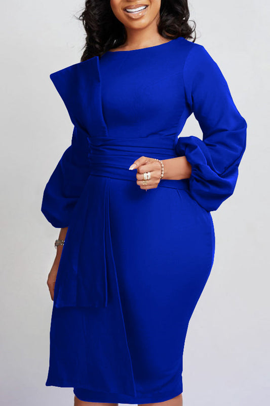 Bow Front Lantern Sleeve Bodycon Dress