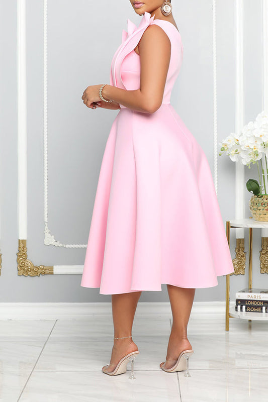 Blooming Romantic One Shoulder Flare Dress