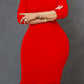 Solid V Neck Midi Pencil Dress