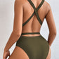 TIED CRISSCROSS ONE-PIECE SWIMSUIT