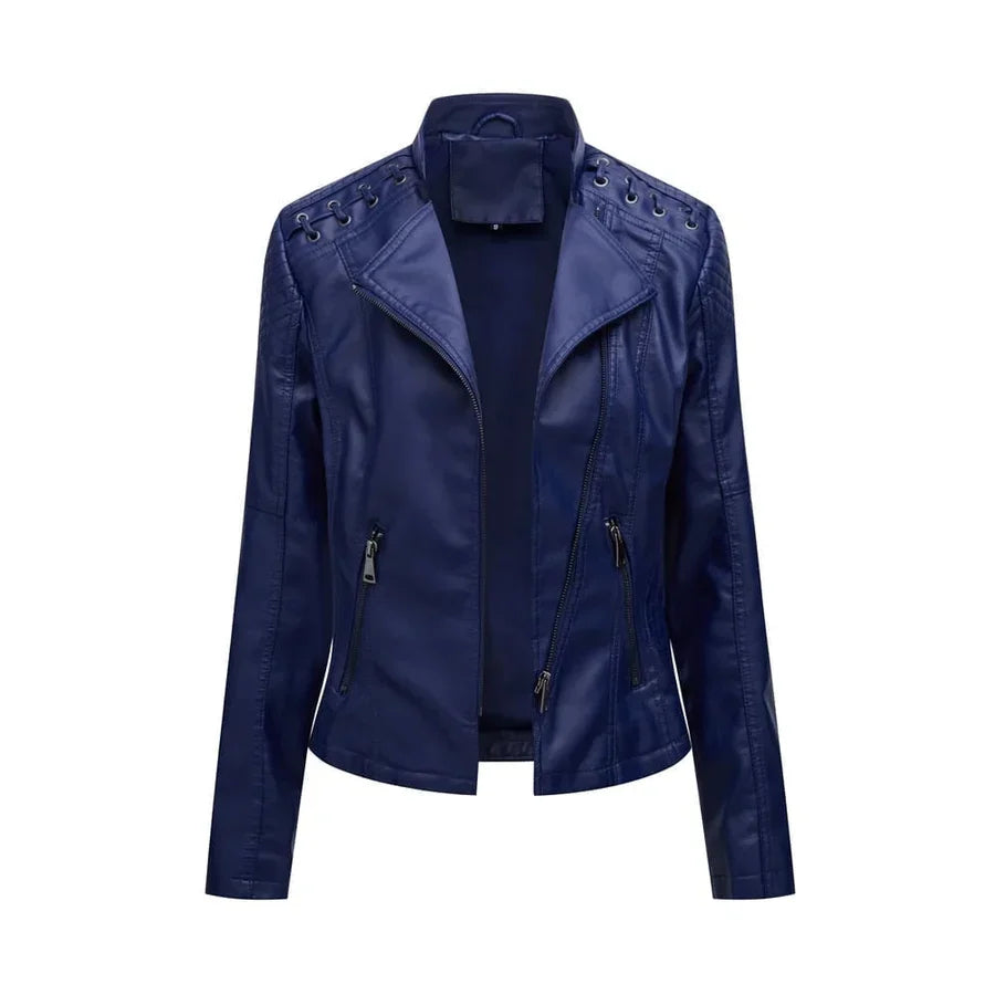 Jill - Stylish Lapel Collar Leather Jacket