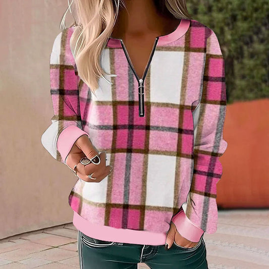 Casual Plaid Sweatshirt