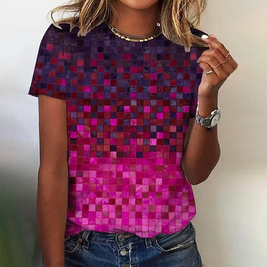 Colorful Gradient Plaid T-Shirt