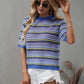 SAYLOR STRIPPED HALF SLEEVE KNIT TOP