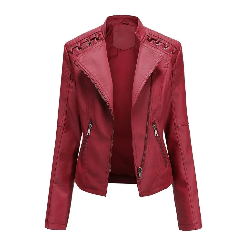 Jill - Stylish Lapel Collar Leather Jacket