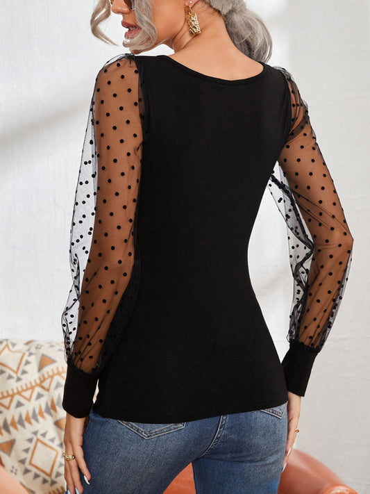 TARYN SQUARE NECK POLKA DOT TOP