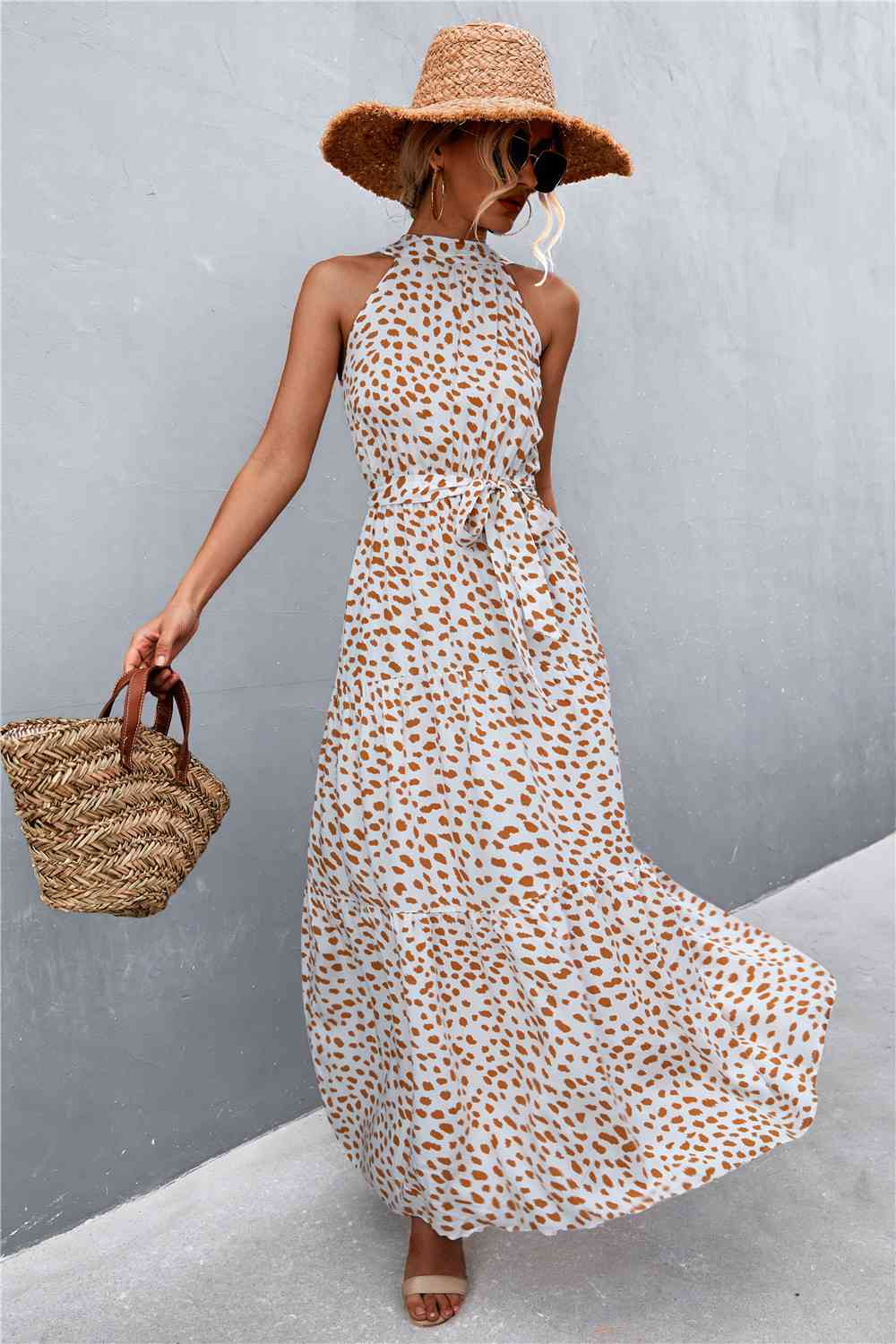 NADIA FLORAL TIE WAIST MAXI DRESS