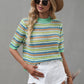 SAYLOR STRIPPED HALF SLEEVE KNIT TOP