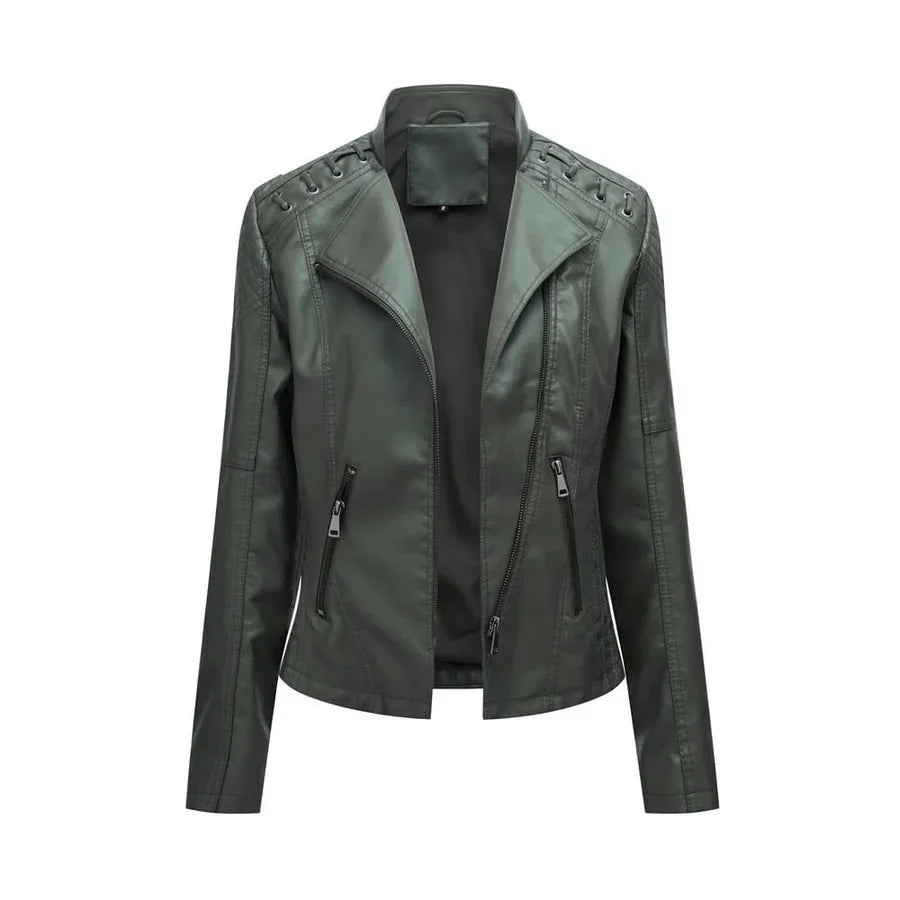 Jill - Stylish Lapel Collar Leather Jacket