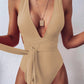 TIED CRISSCROSS ONE-PIECE SWIMSUIT