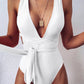 TIED CRISSCROSS ONE-PIECE SWIMSUIT