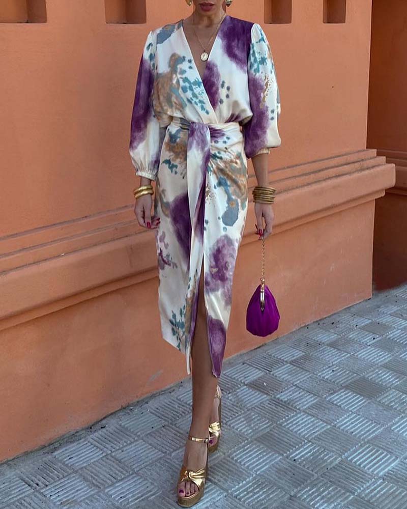 Chic printed slit dress