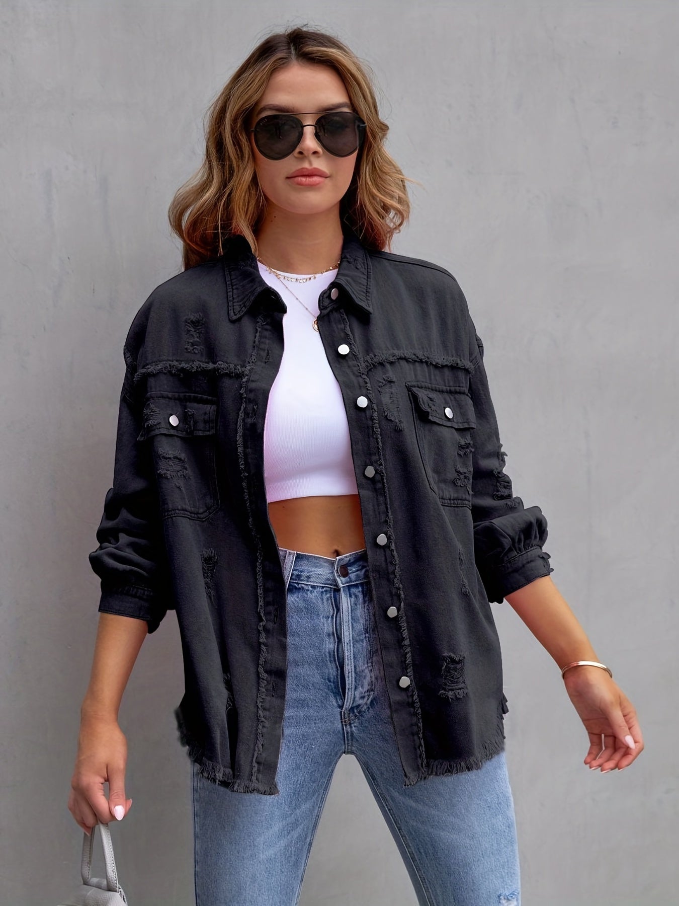 Judy - Ripped Oversized Denim Jacket