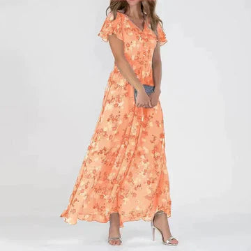 Abigail - V-Neck Ruffle Maxi Dress