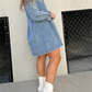 ANNETTE | WASHED DENIM PUFF SLEEVE DRESS