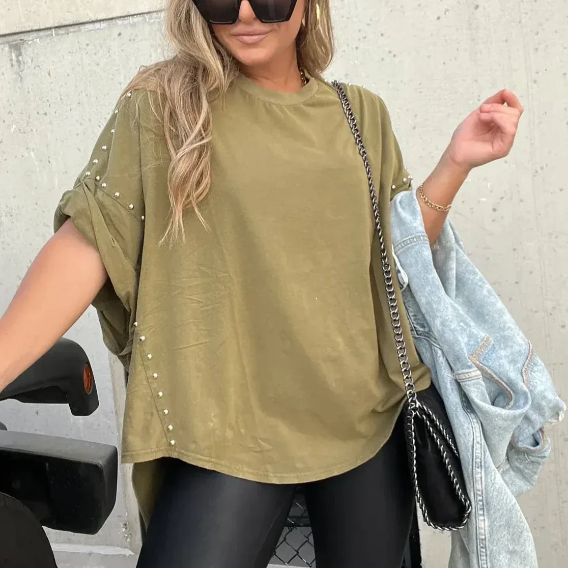 Hannah - Studded Oversized Tee