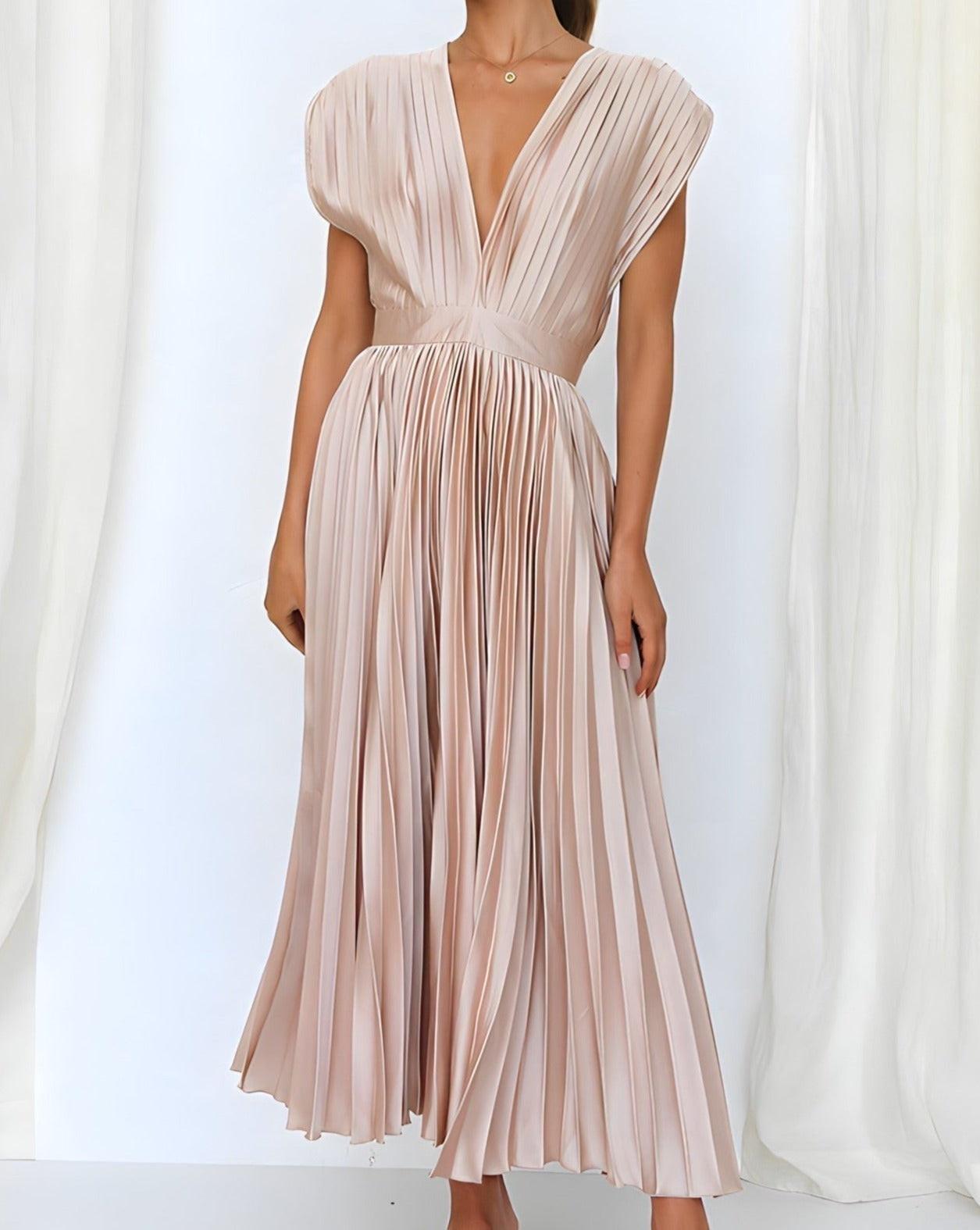 Elena - Sleeveless Pleated Midi Dress