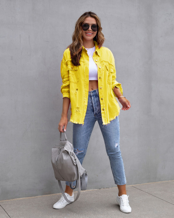 Judy - Ripped Oversized Denim Jacket