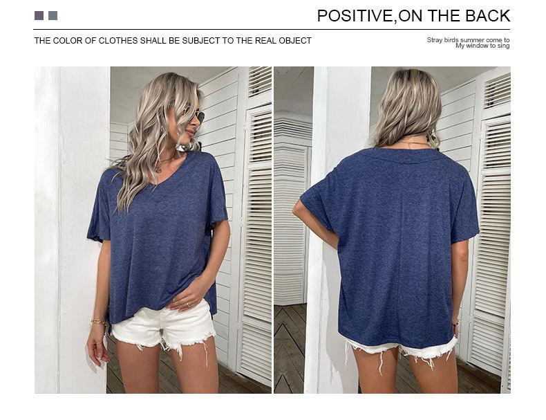 Women's Solid Color Loose Short Sleeve Casual T-Shirt 45982525YM