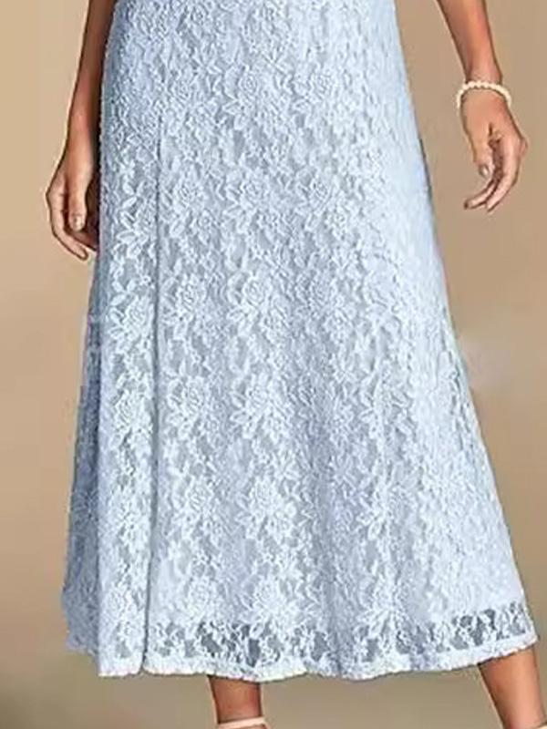 V-neck French Elegant Lace Maxi Dress