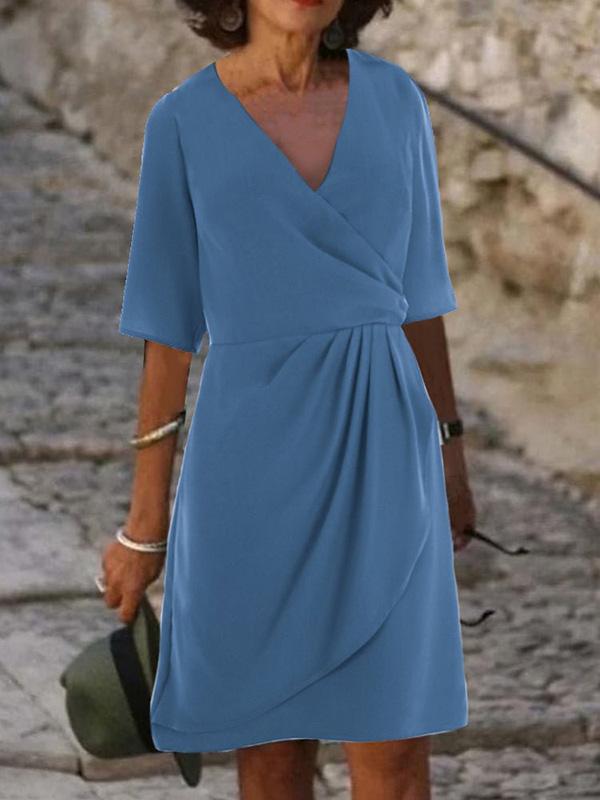 Cotton and Linen Daily Cross V-Neck Midi Dress