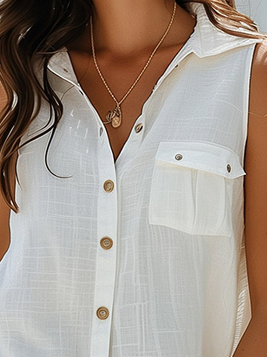 Cotton and Linen Sleeveless Shirt