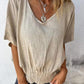 Loose V-neck Casual Cotton and Linen Top