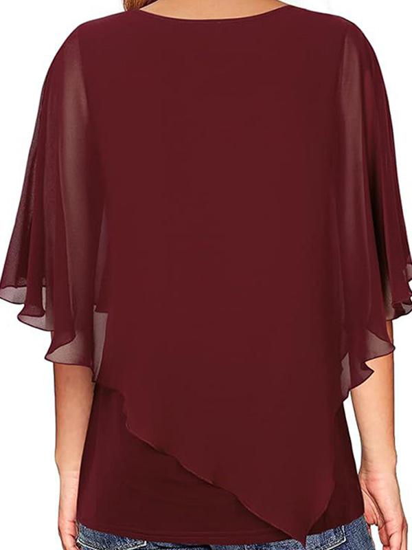 Lightweight Double Chiffon Printed Cape Shirt