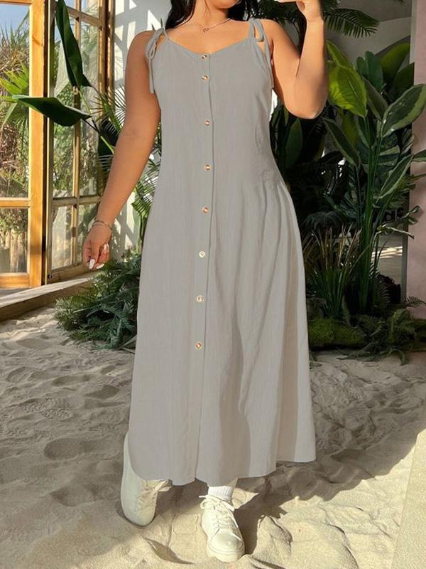 Pure Cotton Suspenders Everyday Versatile Midi Dress