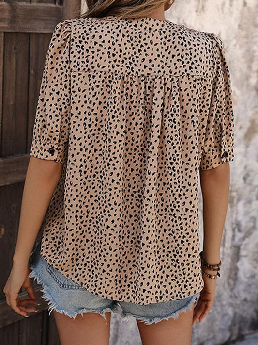 Women's V-neck Commuting Simple Leopard Print Shirt 21755578YM