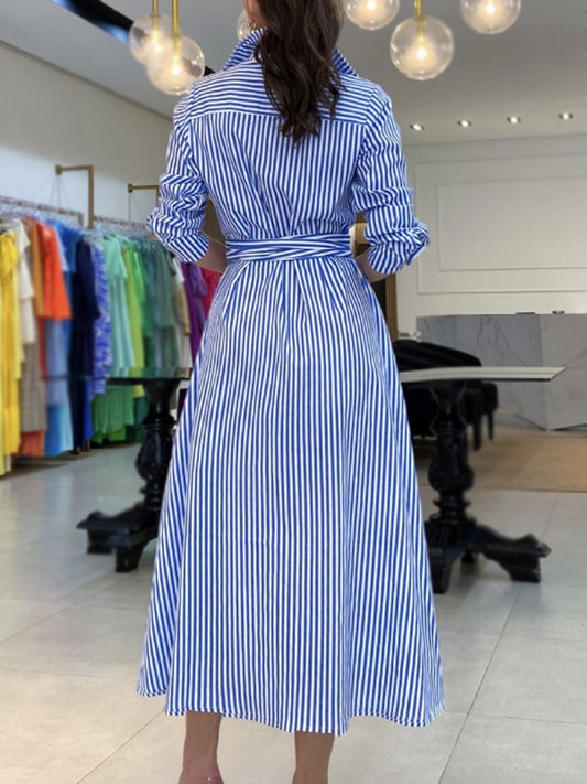 Classic Blue and White Stripe Shirt Dress