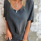 Loose V-neck Casual Cotton and Linen Top