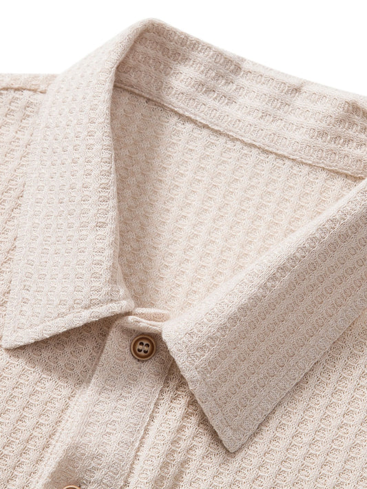 Sam | Knitted Waffle Polo Shirt