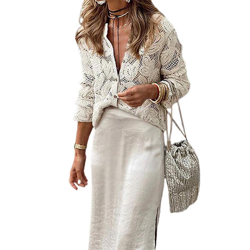 Fashion Hollow Long Sleeve Knitted Cardigan