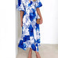 Printed Bubble Sleeve A-Line Dress