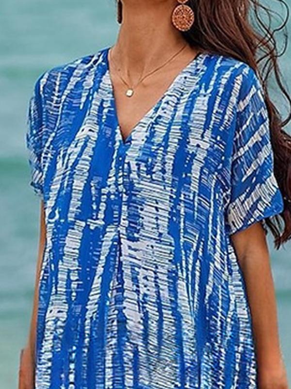 V-neck Tie-dye Print Midi Dress