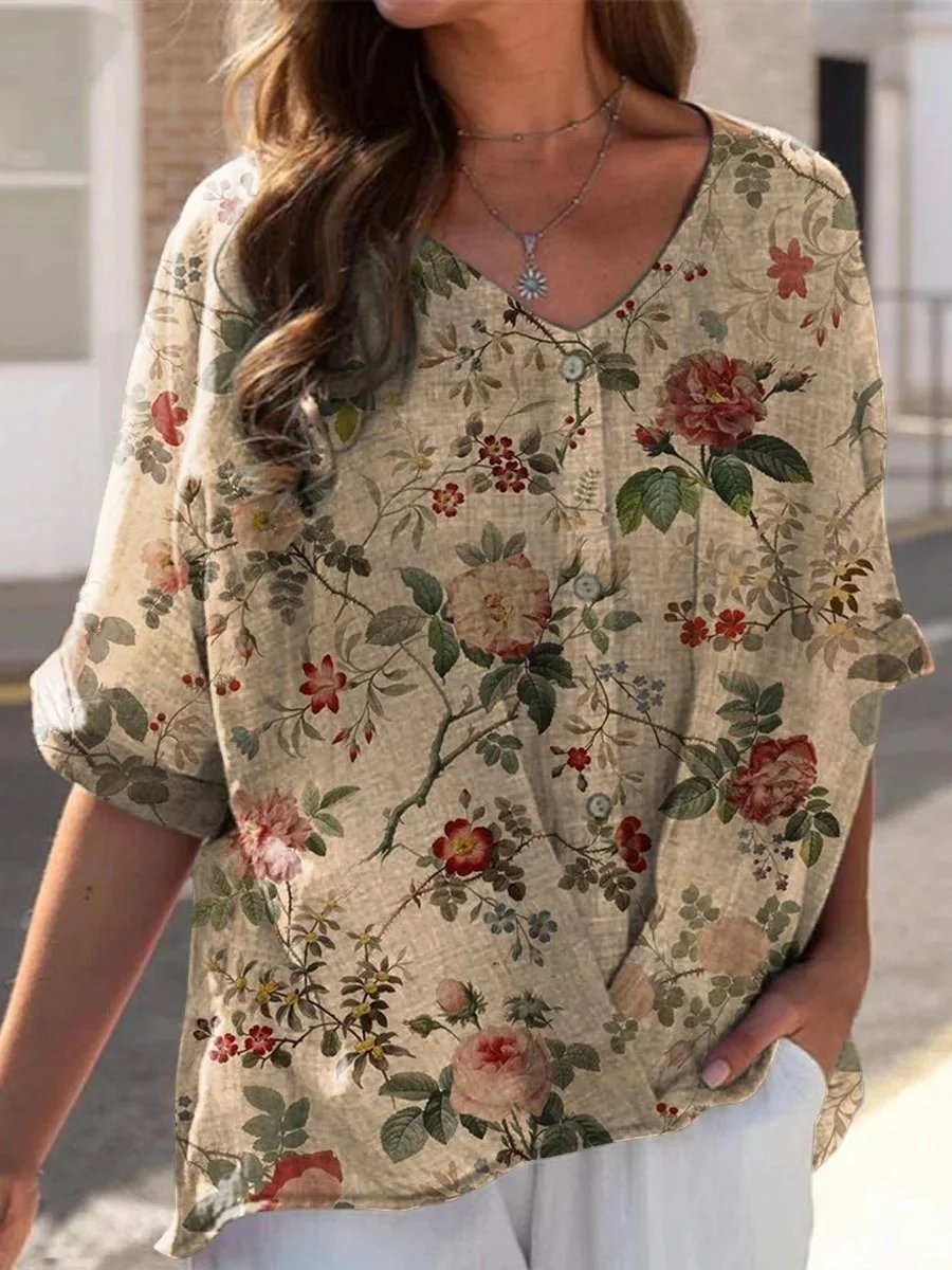 Single-breasted Button Printed Shirt