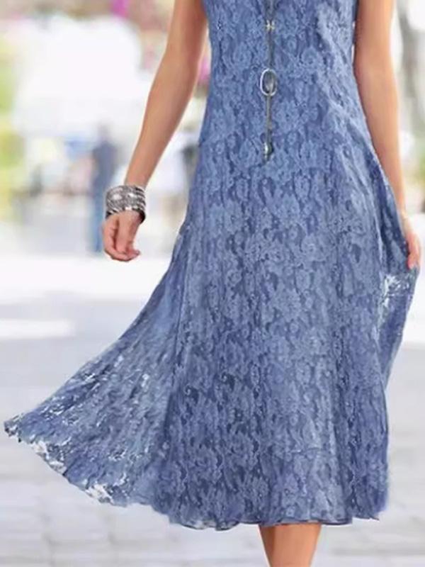 V-neck Elegant Lace Maxi Dress