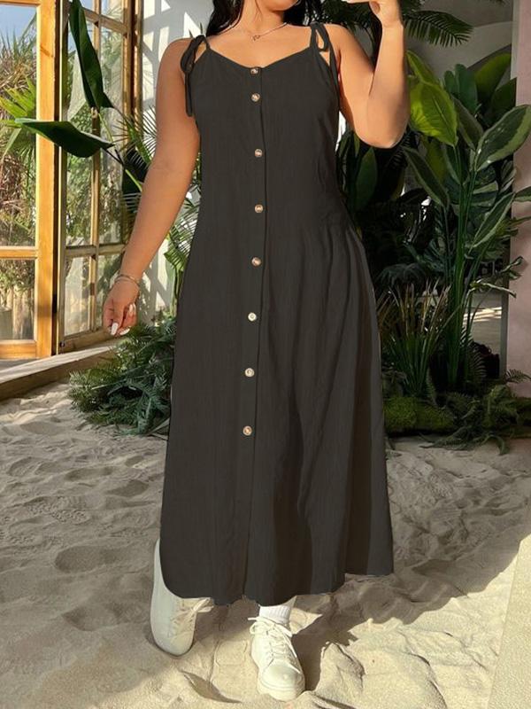 Pure Cotton Suspenders Everyday Versatile Midi Dress