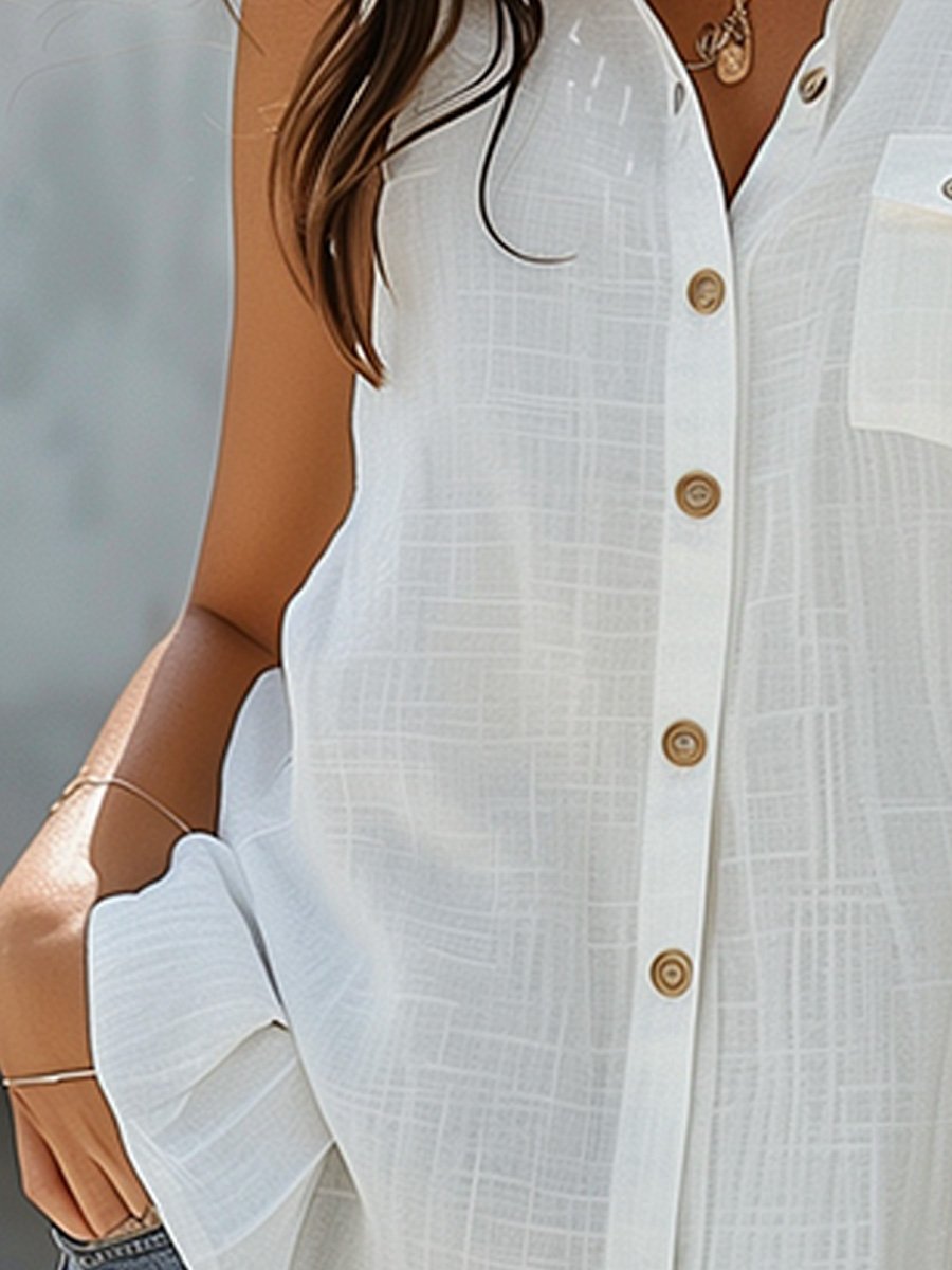 Cotton and Linen Sleeveless Shirt